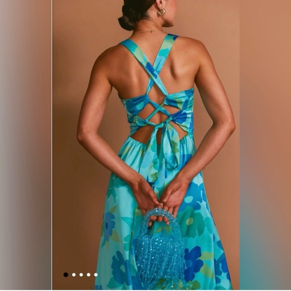 Show Me Your Mumu Mina Midi Dress Women’s Small Blue Piccadilly Floral - Picture 2 of 7